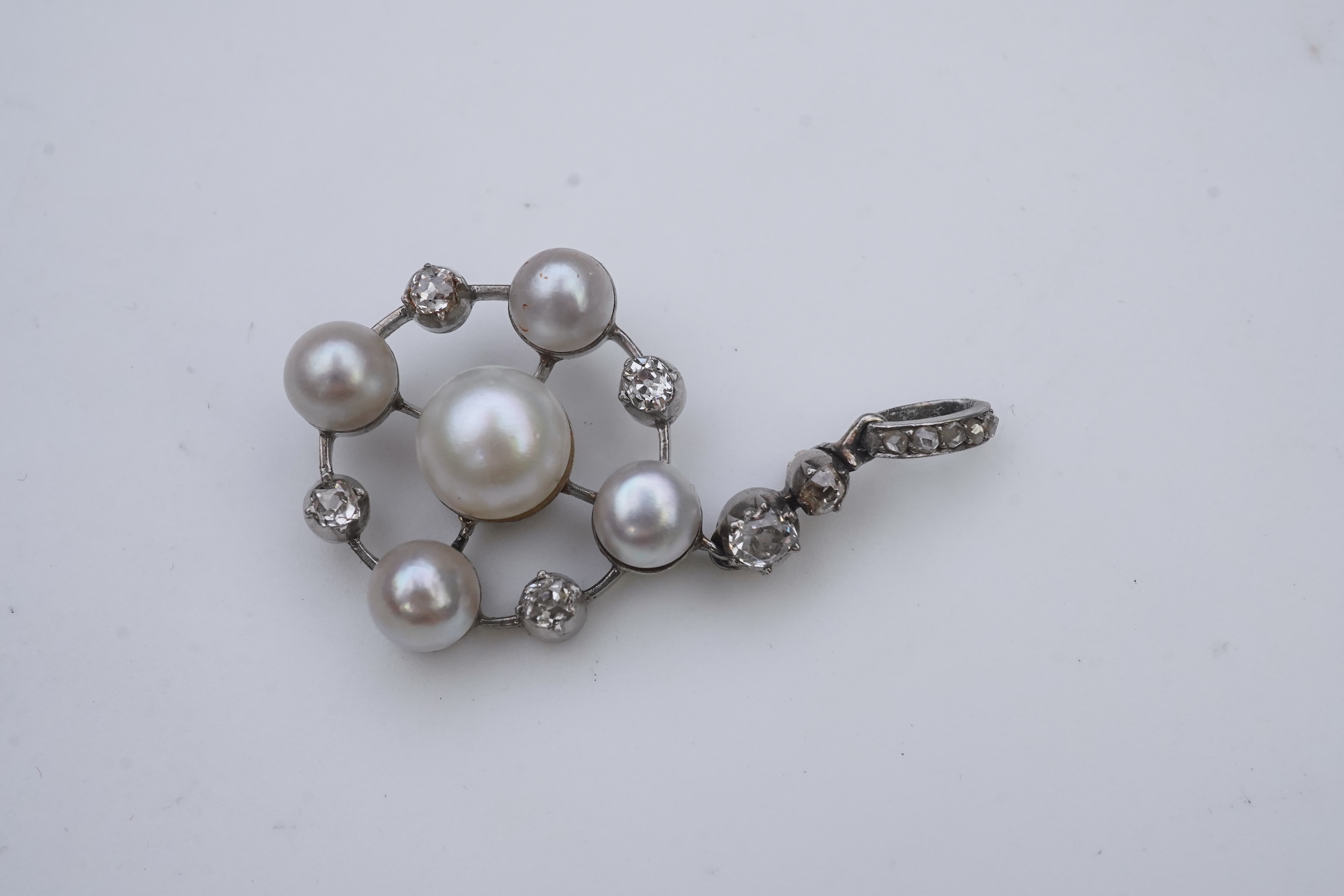 A pearl and diamond pendant, early 20th century